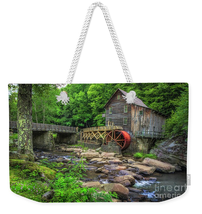 Glade Creek Weekender Tote Bag featuring the photograph Glade Creek Grist Mill by Shelia Hunt
