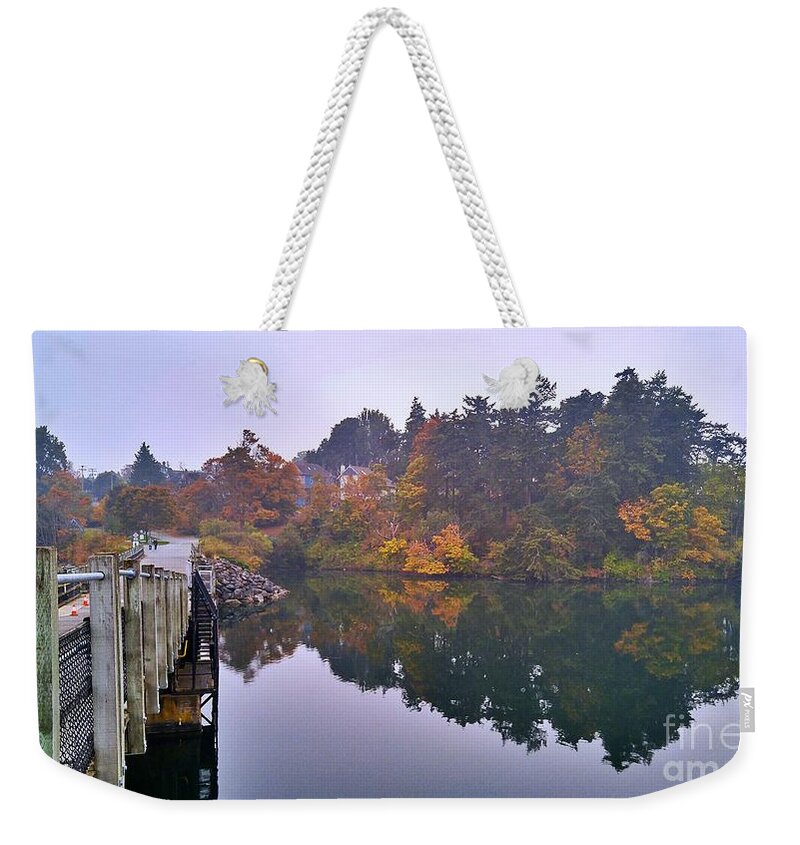 Selkirk Trestle Weekender Tote Bag featuring the photograph Glass And Trestle by Kimberly Furey