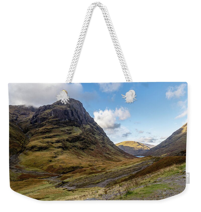 Mountains Weekender Tote Bag featuring the photograph Glencoe Scotalnd by Shirley Mitchell