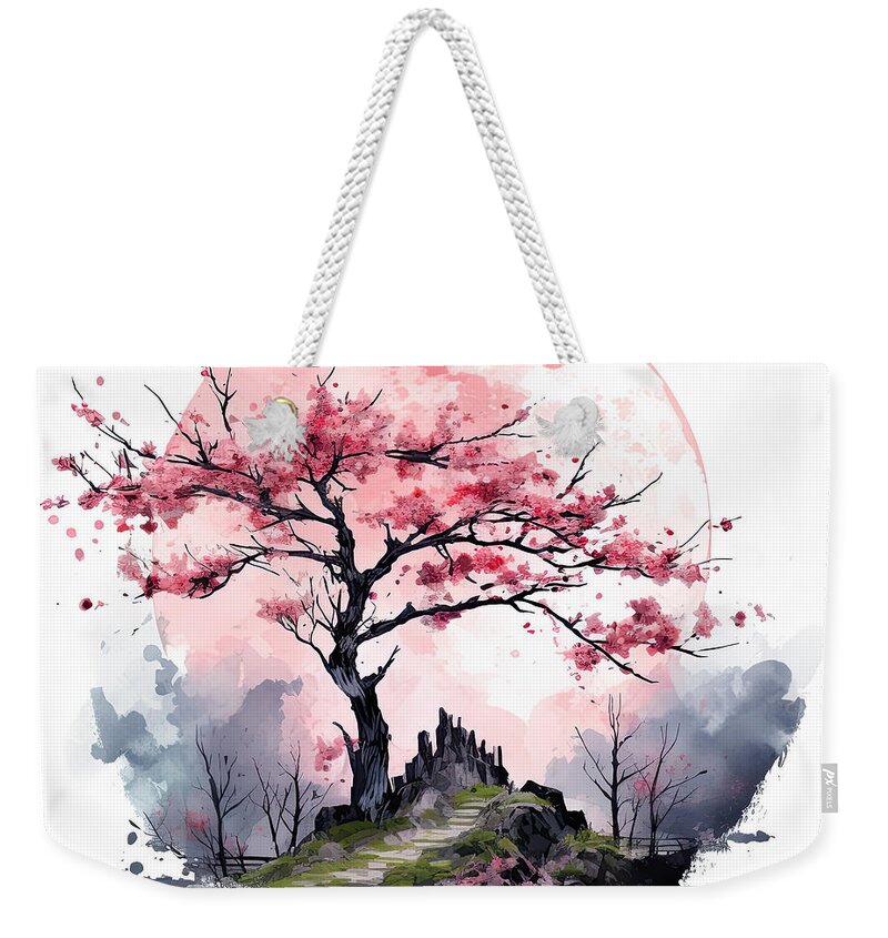 Four Seasons Weekender Tote Bag featuring the painting Glorious Colors of Spring - Cherry Blossoms Tree Art by Lourry Legarde