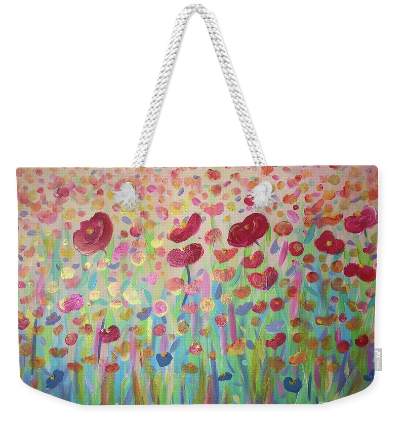 Flowers Weekender Tote Bag featuring the painting Glorious Garden by Stacey Zimmerman
