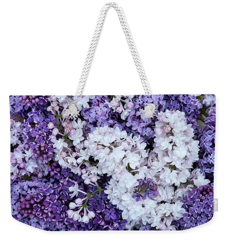 Face Mask Weekender Tote Bag featuring the photograph Glorious Lilacs by Theresa Tahara