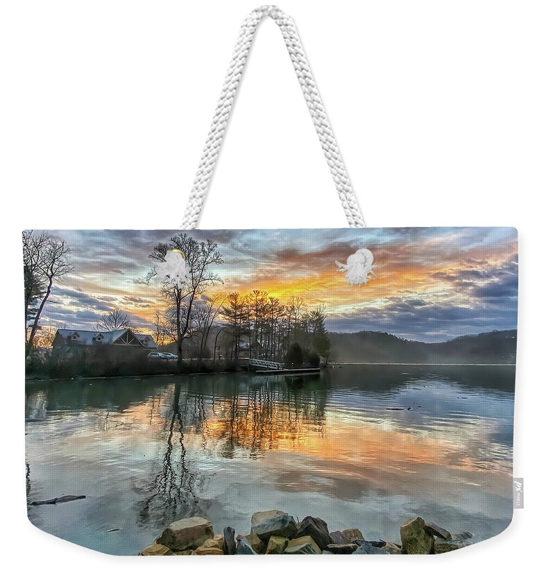 Sunrise Weekender Tote Bag featuring the photograph Glorious Morning at Claytor Lake State Park by Kerri Farley