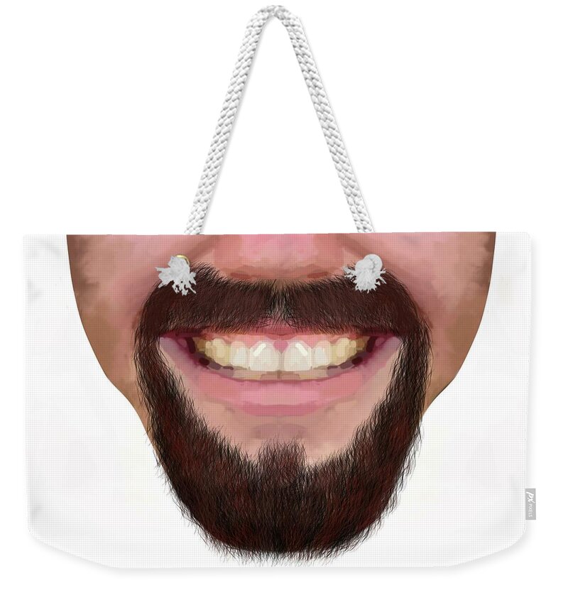 Face Weekender Tote Bag featuring the drawing Goatee Facial Hair Male Novelty Face Mask by Joan Stratton