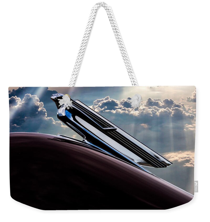 Hood Ornament Weekender Tote Bag featuring the photograph Goddess by Carrie Hannigan