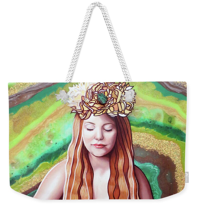 Art Weekender Tote Bag featuring the painting Goddess Of Crystal Energies by Malinda Prud'homme