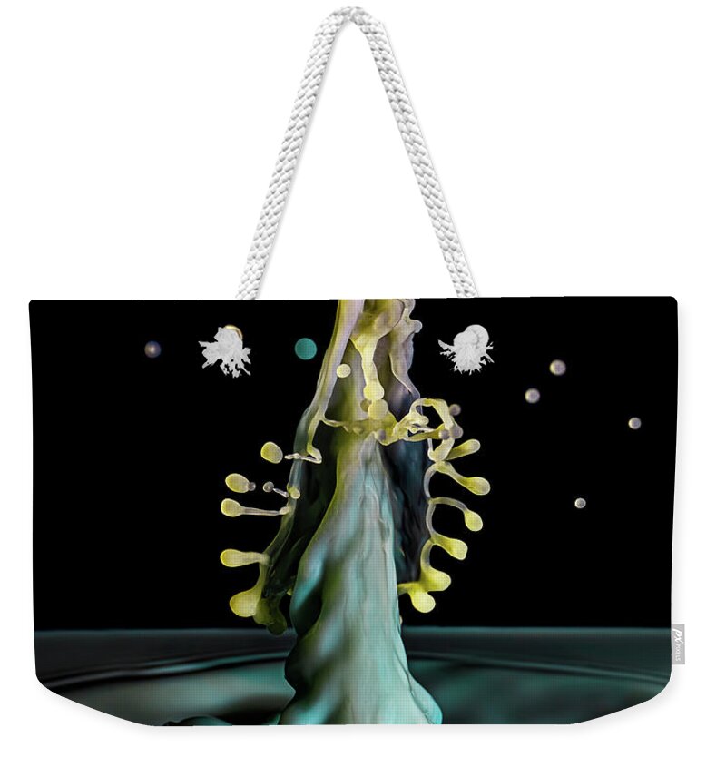 Water Drop Art Weekender Tote Bag featuring the photograph Goddess on a Moutaintop by Michael McKenney