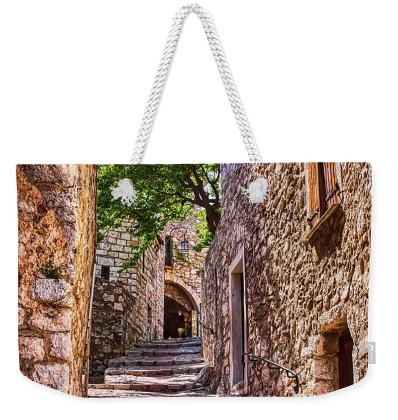 Stairs Weekender Tote Bag featuring the photograph Going up the stairs in Eze, Provence by Tatiana Travelways
