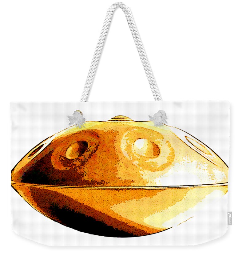Handpan Weekender Tote Bag featuring the digital art Gold handpan by Alexa Szlavics