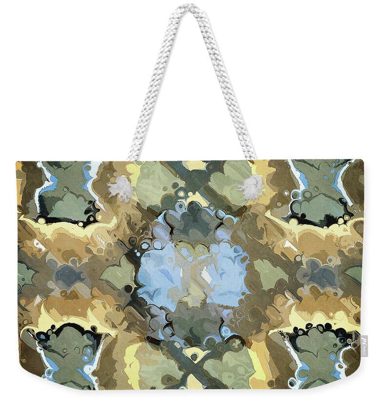 Gold Weekender Tote Bag featuring the digital art Golden Abstract Pattern by Phil Perkins