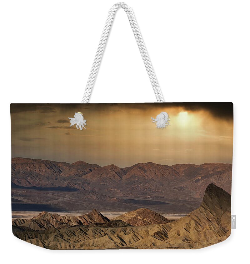 Landscape Weekender Tote Bag featuring the photograph Golden Desert Storm by Romeo Victor