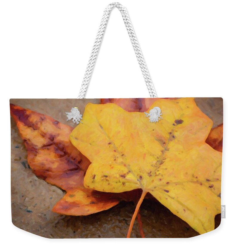 Leaf Weekender Tote Bag featuring the photograph Golden Fall by Carolyn Ann Ryan