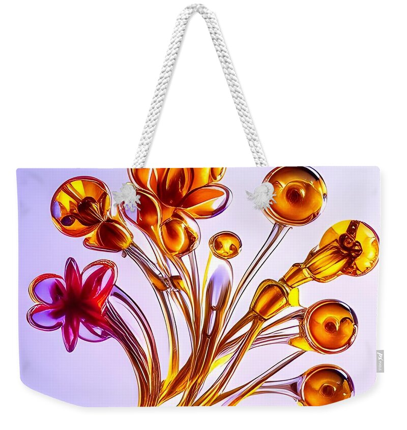 Digital Weekender Tote Bag featuring the digital art Golden Glass by Beverly Read