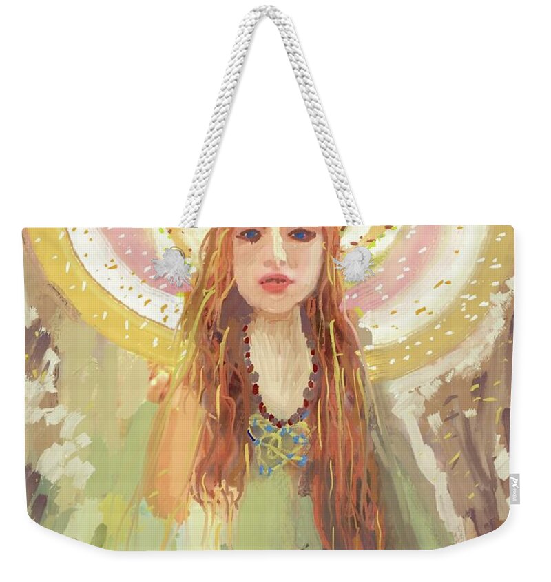Celtic Goddess Weekender Tote Bag featuring the painting Rhiannon by Melissa Abbott