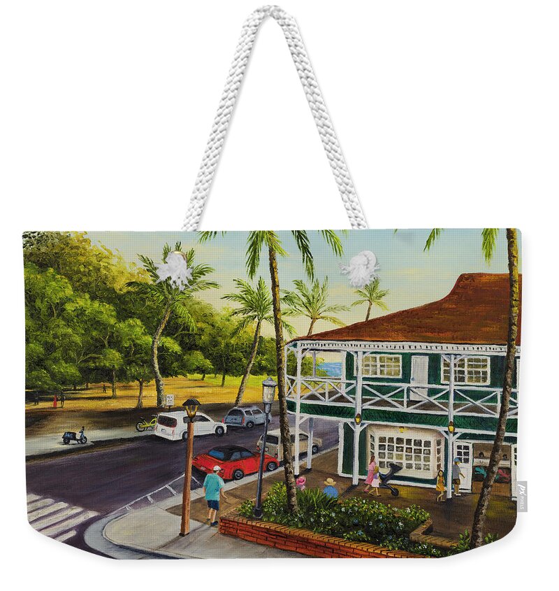 Lahaina Weekender Tote Bag featuring the painting Golden Hour Lahaina by Darice Machel McGuire