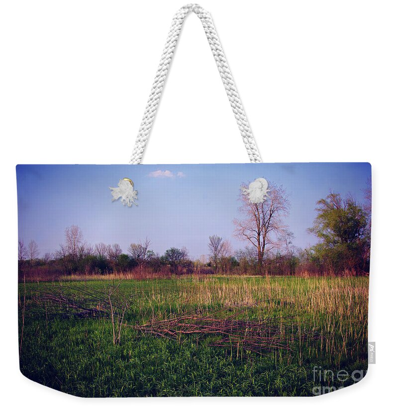 Nature Weekender Tote Bag featuring the photograph Golden Hour Sunset on the Prairie - Heat by Frank J Casella