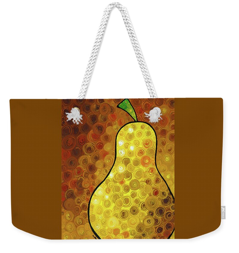 Pear Weekender Tote Bag featuring the painting Golden Pear by Sharon Cummings