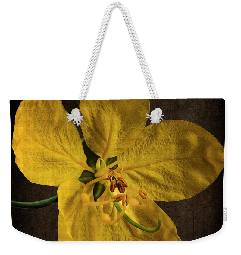 Golden Shower Flower Weekender Tote Bag featuring the photograph Golden Shower Flower by Endre Balogh