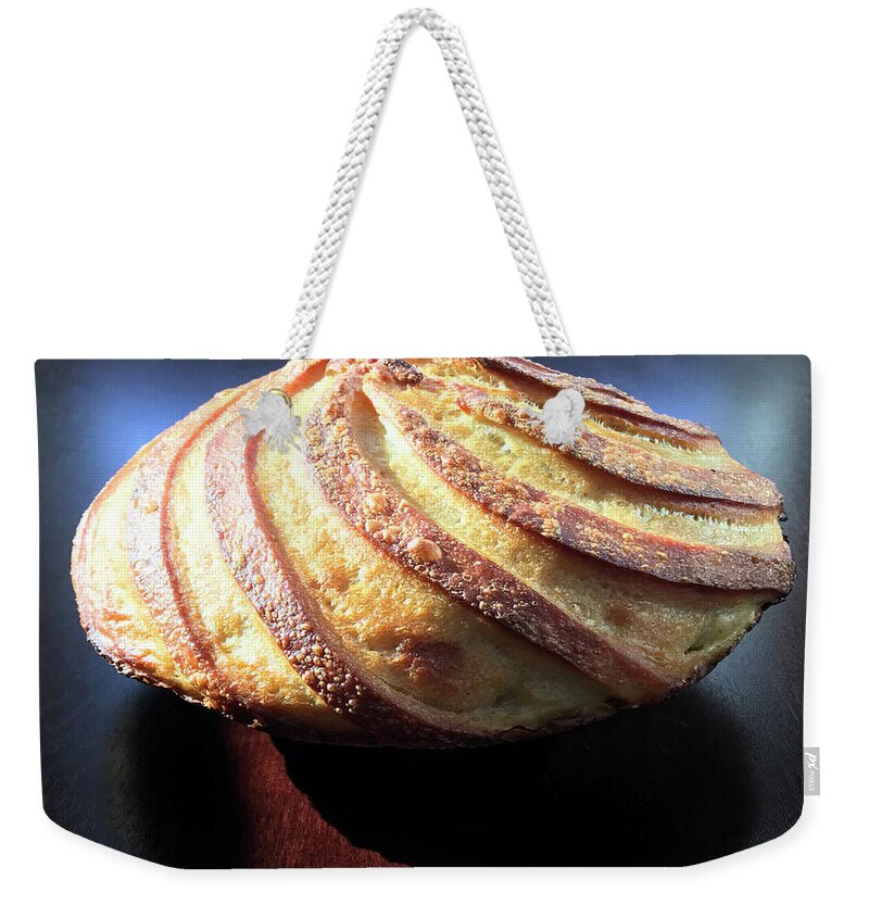 Bread Weekender Tote Bag featuring the photograph Golden Sourdough Swirls 1 by Amy E Fraser