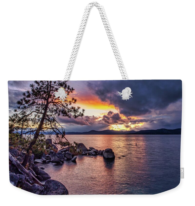 Lake Weekender Tote Bag featuring the photograph Golden Storm by Martin Gollery