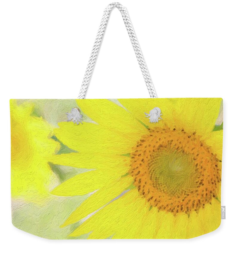 Sunflower Weekender Tote Bag featuring the photograph Golden Sunflower Painting by Carolyn Ann Ryan