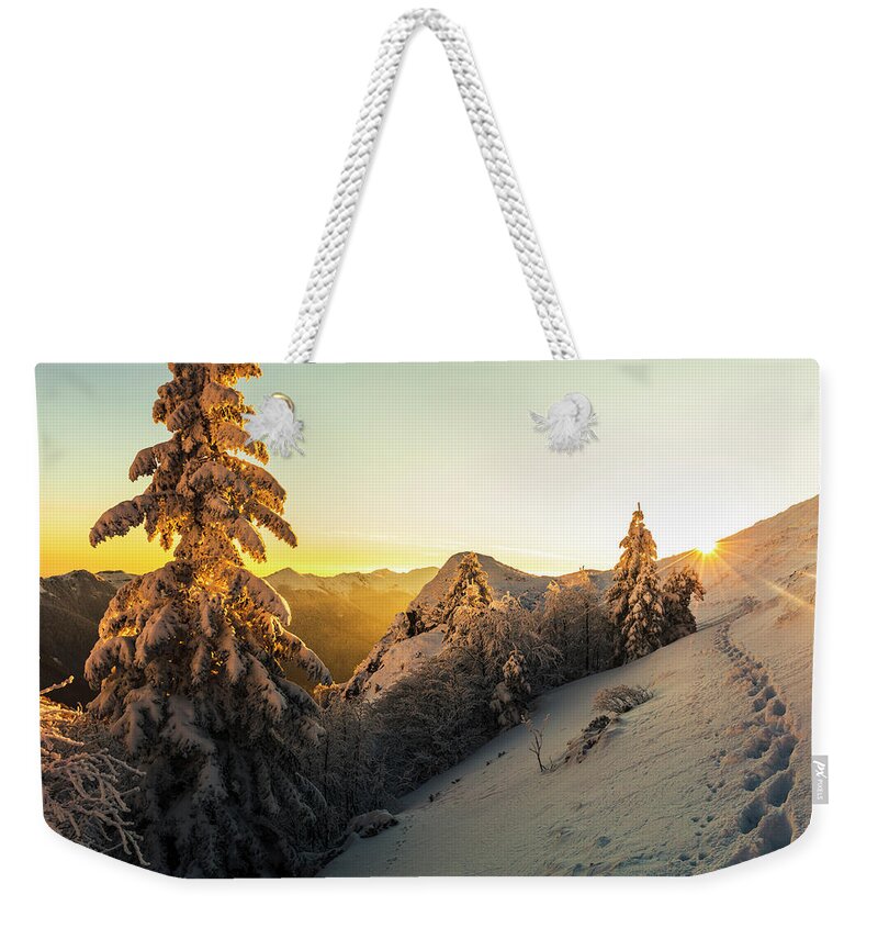 Balkan Mountains Weekender Tote Bag featuring the photograph Golden Winter by Evgeni Dinev