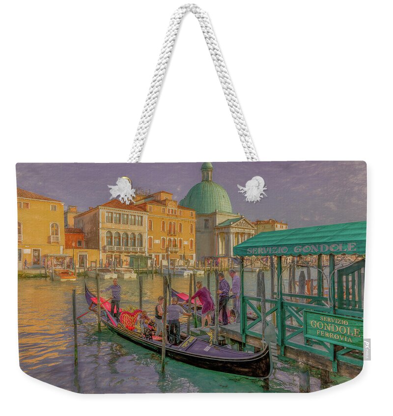 Venice Weekender Tote Bag featuring the photograph Gondola Ride Along the Grand Canal by Marcy Wielfaert