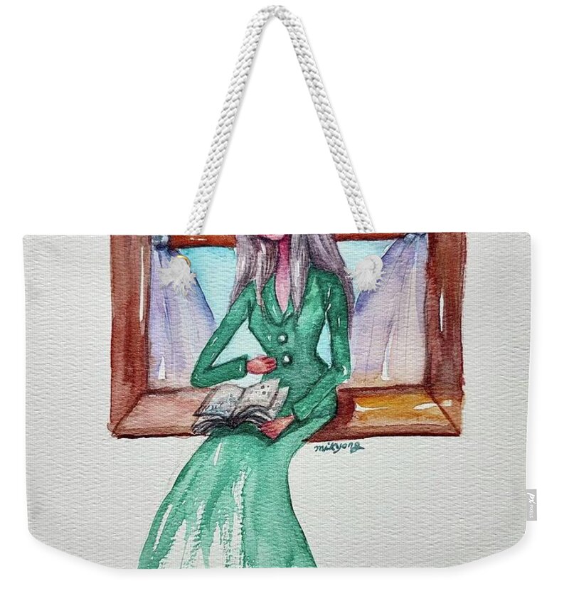  Weekender Tote Bag featuring the painting Good Day for Readind by Mikyong Rodgers