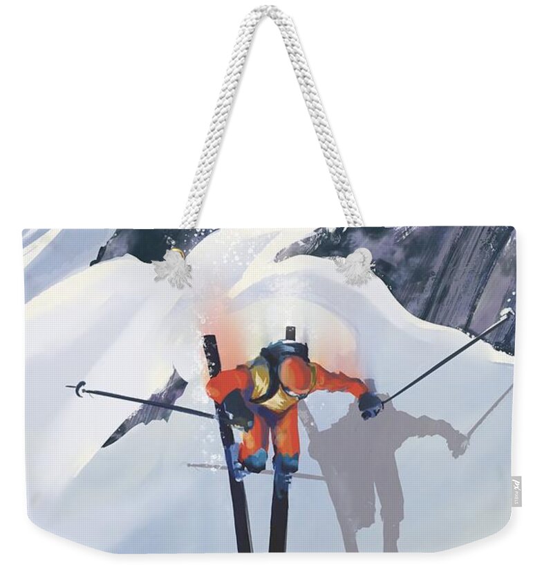 Extreme Ski Weekender Tote Bag featuring the painting Good till the last drop ski by Sassan Filsoof