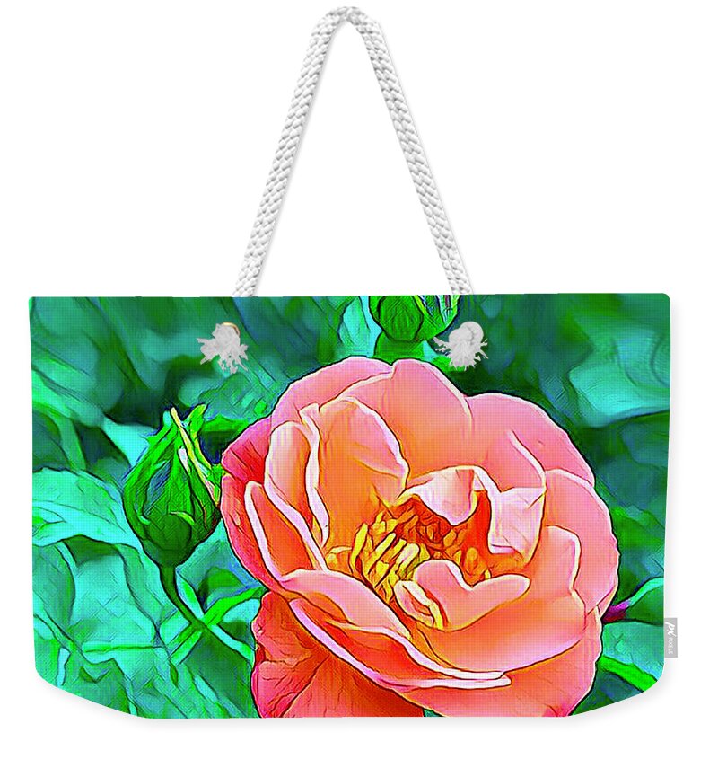 Flowers Weekender Tote Bag featuring the digital art Gorgeous Rose by Nancy Olivia Hoffmann