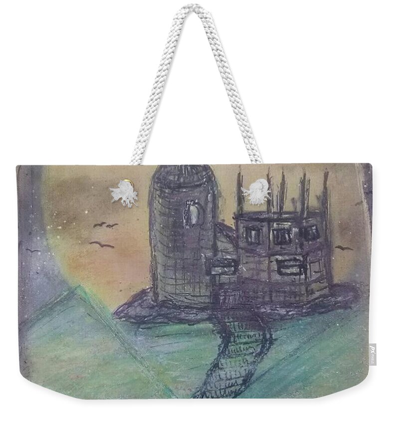 Gothic Weekender Tote Bag featuring the painting Gothic Midnight Castle by Andrew Blitman