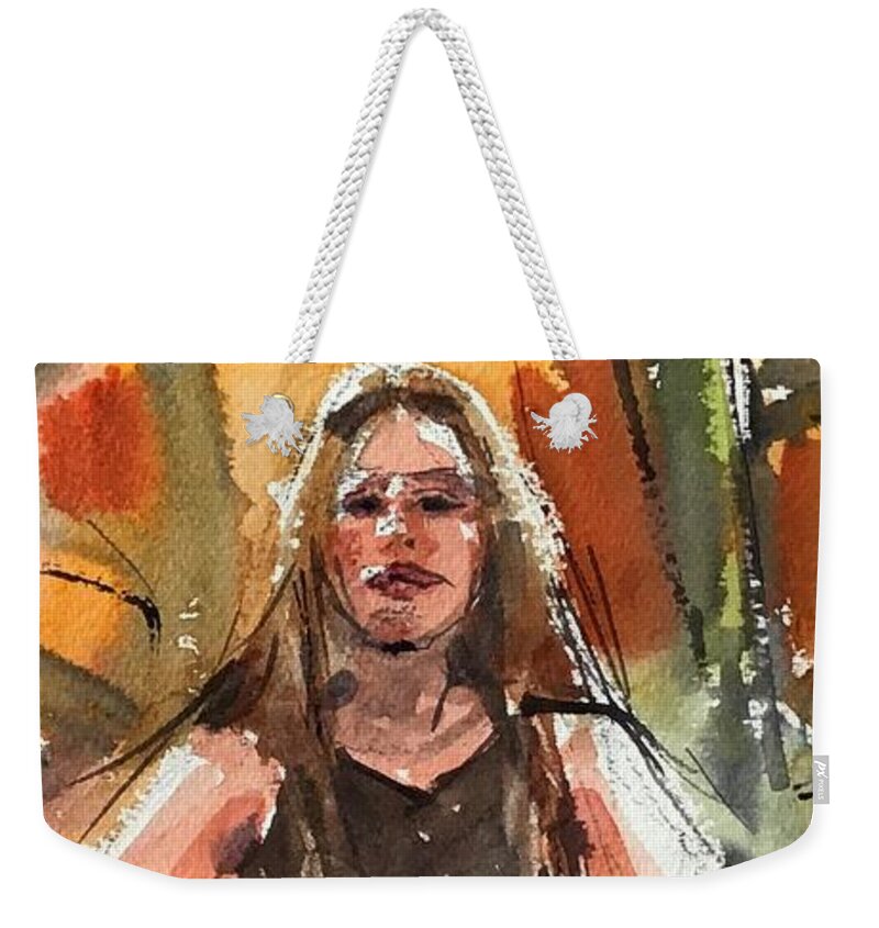 Fashion Illustration Weekender Tote Bag featuring the painting Graffiti Girl by Judith Levins