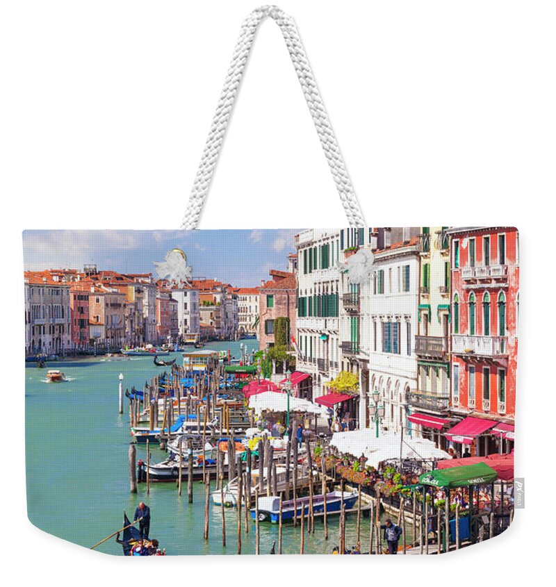 Italy Weekender Tote Bag featuring the photograph Grand Canal Gondolas, Venice by Neale And Judith Clark