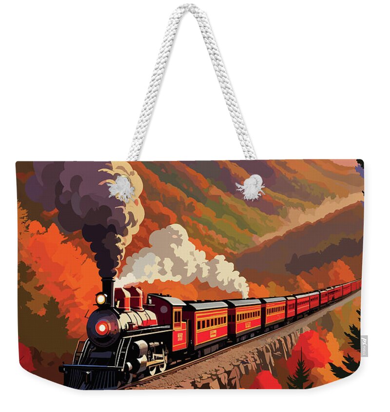 Grand Canyon Weekender Tote Bag featuring the digital art Grand Canyon Railway by Long Shot