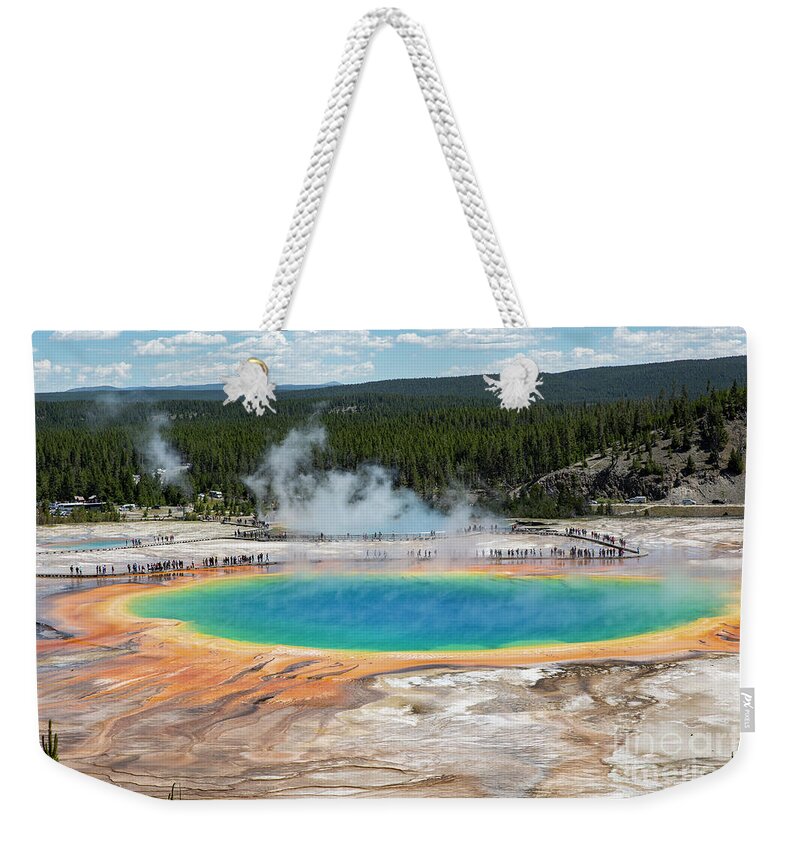 Yellowstone Weekender Tote Bag featuring the photograph Grand Prismatic Spring by Erin Marie Davis