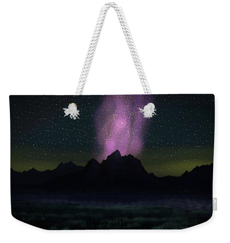 Grand Teton Weekender Tote Bag featuring the digital art Grand Teton Stars, Wyoming by Chance Kafka