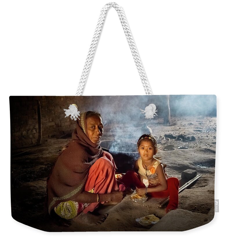Grandma Weekender Tote Bag featuring the photograph Grandma and grand daughter by Usha Peddamatham
