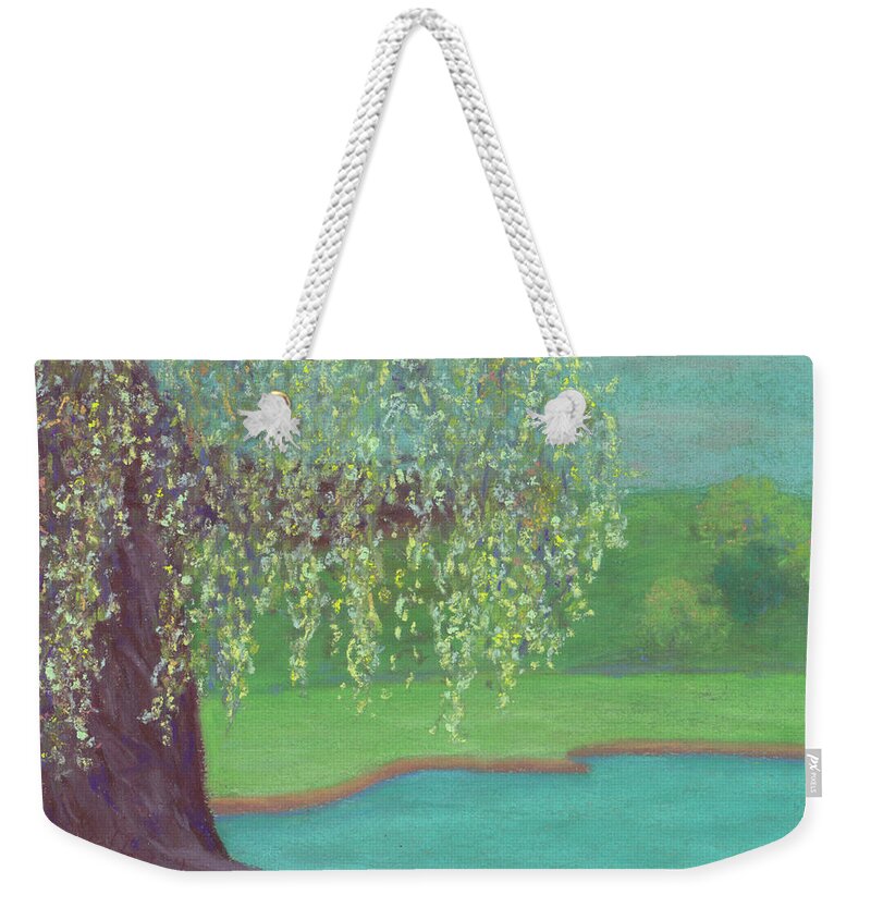 Willow Tree Weekender Tote Bag featuring the pastel Grandmother Willow by Anne Katzeff