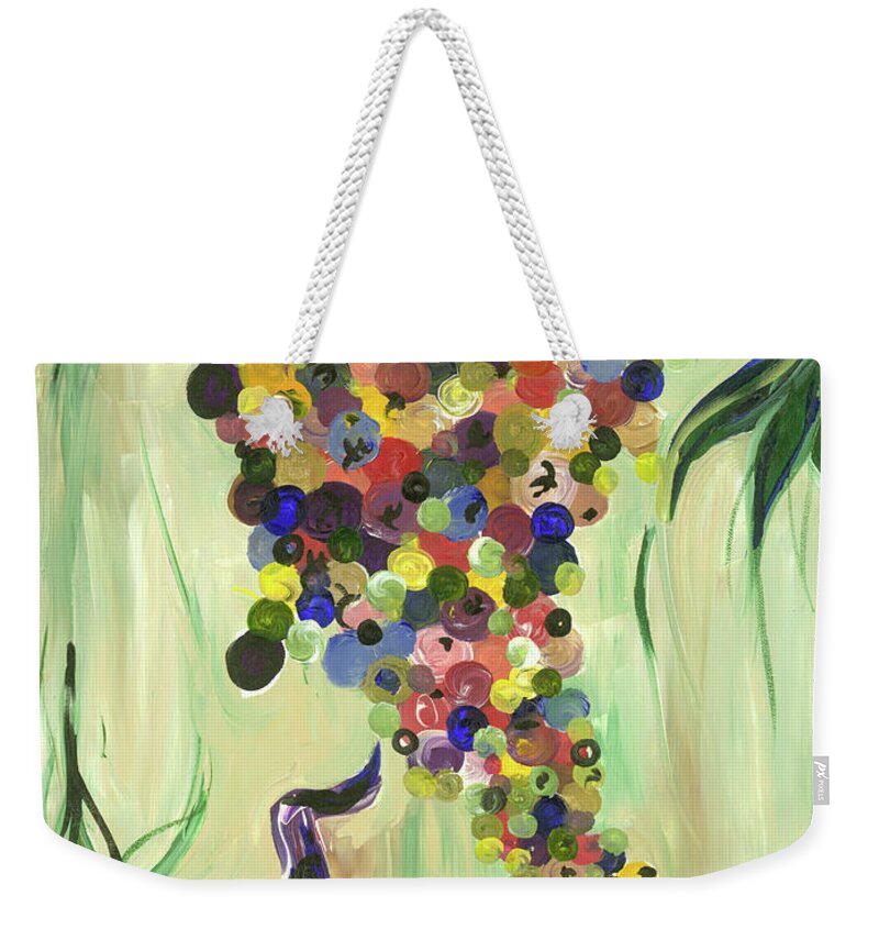 Grape Weekender Tote Bag featuring the painting Grape Vine and Corkscrew by Britt Miller