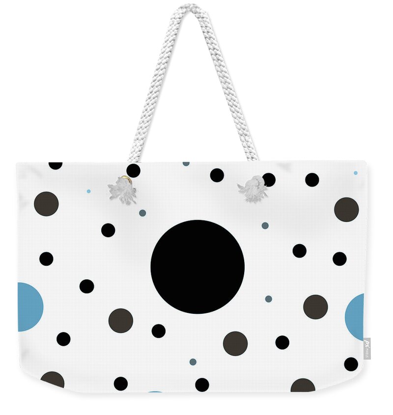 Black Weekender Tote Bag featuring the digital art Graphic Polka Dots by Amelia Pearn
