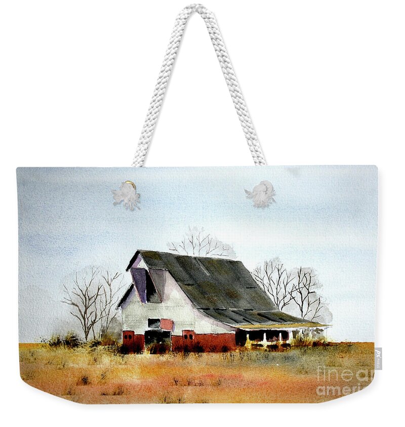 Rural Landscape Weekender Tote Bag featuring the painting Graves Co Barn #2 by William Renzulli