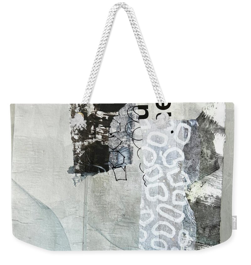 Grayscale Collage Weekender Tote Bag featuring the painting Grayscale Collage by Nancy Merkle