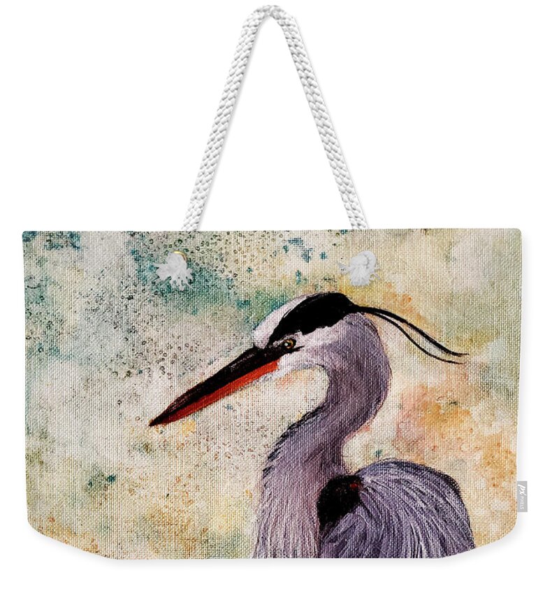 Wildlife Weekender Tote Bag featuring the painting Great Blue Heron by Zan Savage