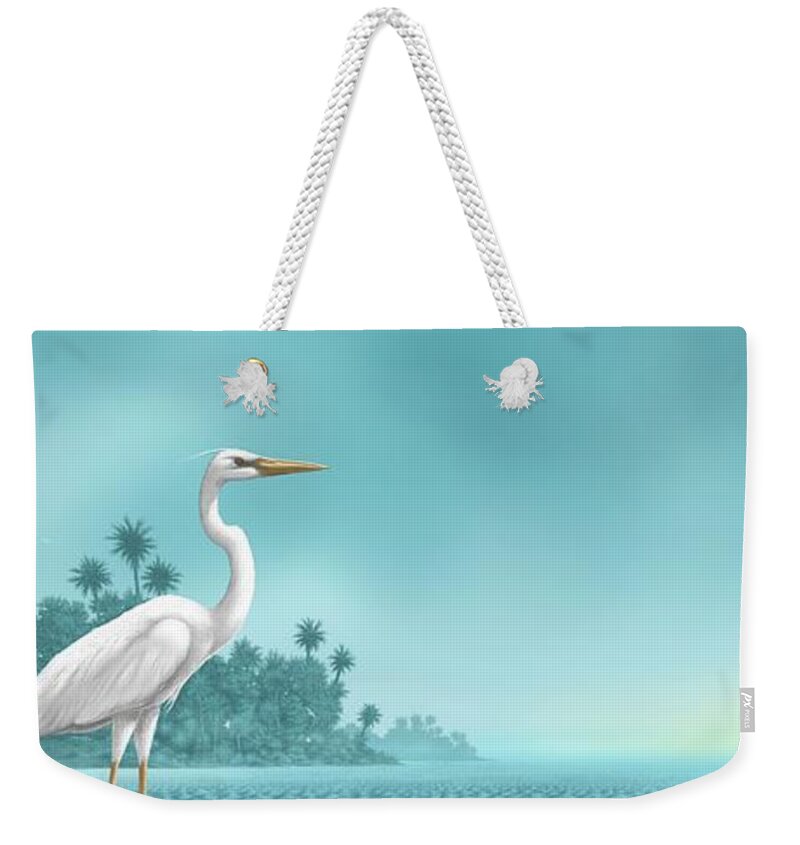 Landscape Weekender Tote Bag featuring the digital art Great White by Scott Ross