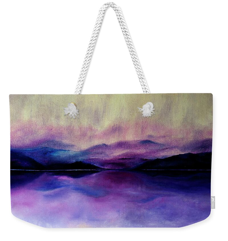 Landscape Weekender Tote Bag featuring the painting Great Smoky Lakeside by Terry R MacDonald