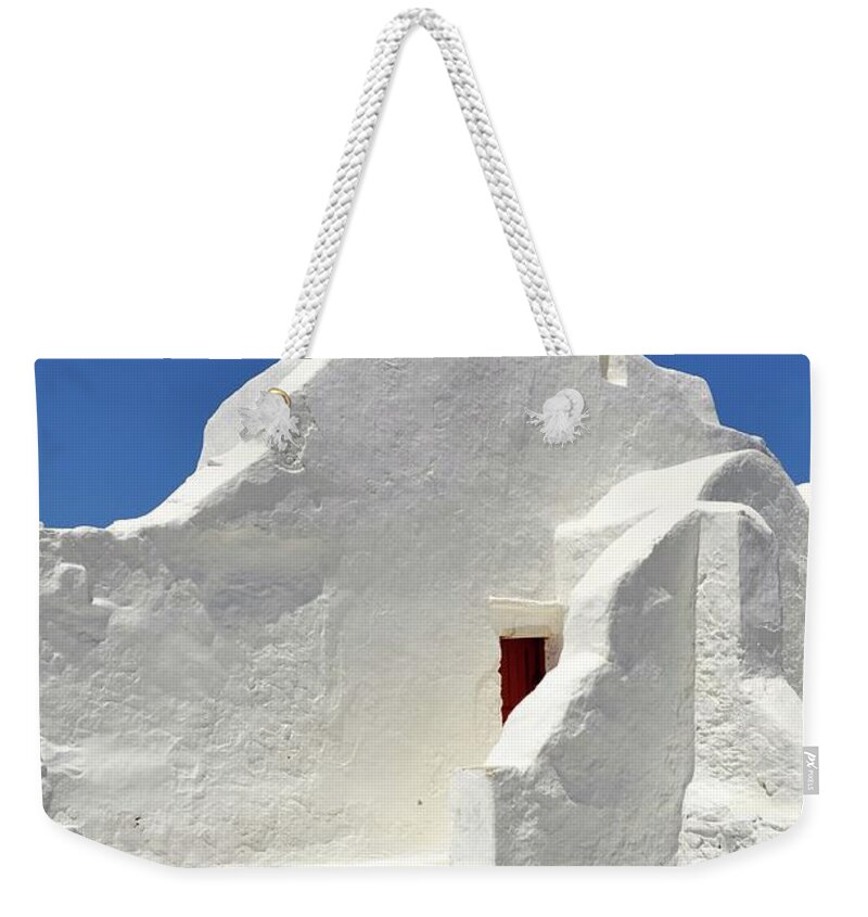 Church Of Panagia Paraportiani Weekender Tote Bag featuring the photograph Greek Church by Corinne Rhode
