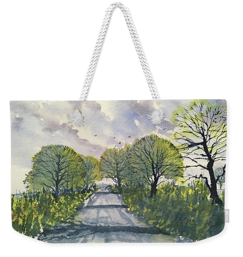 Watercolour Weekender Tote Bag featuring the painting Green Dikes Lane by Glenn Marshall