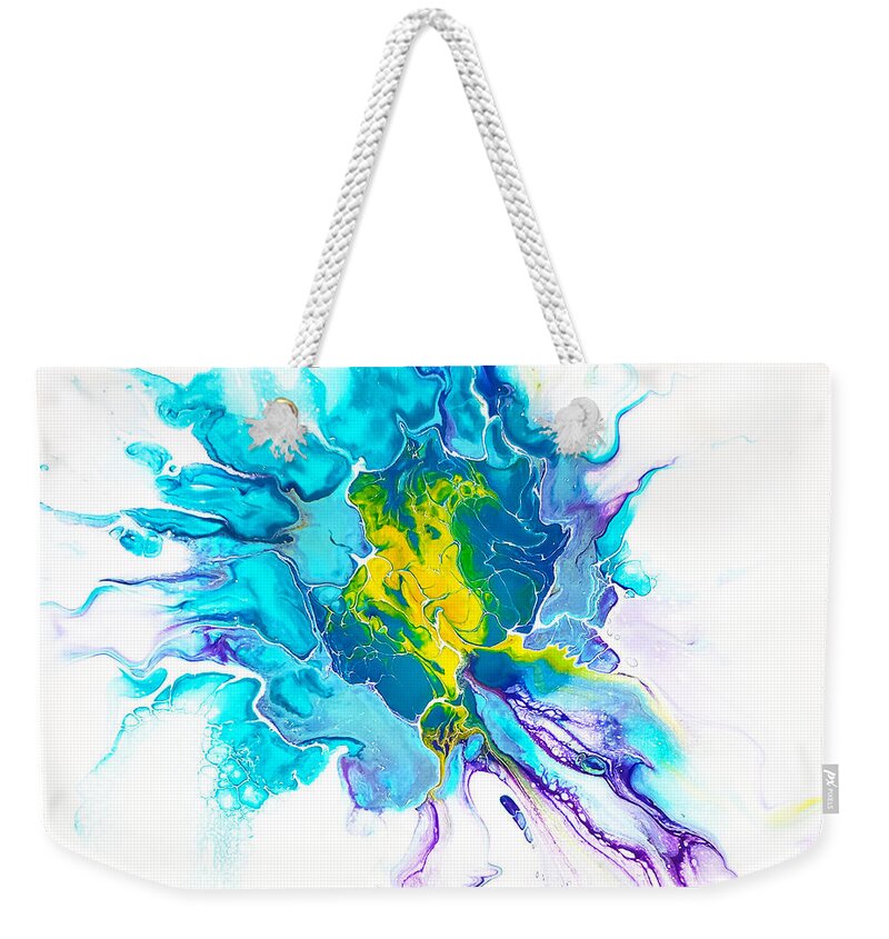 Abstract Weekender Tote Bag featuring the painting Green Turtle by Christine Bolden