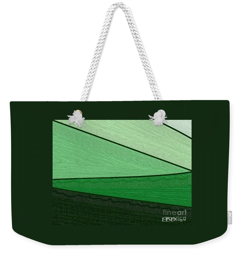 Green; Monochromatic; Pattern And Texture; Art Deco; Abstract; Digital Oil; Modern Minimalism; St. Patrick’s Day; Spring; Early Summer Weekender Tote Bag featuring the digital art Green Values by LBDesigns