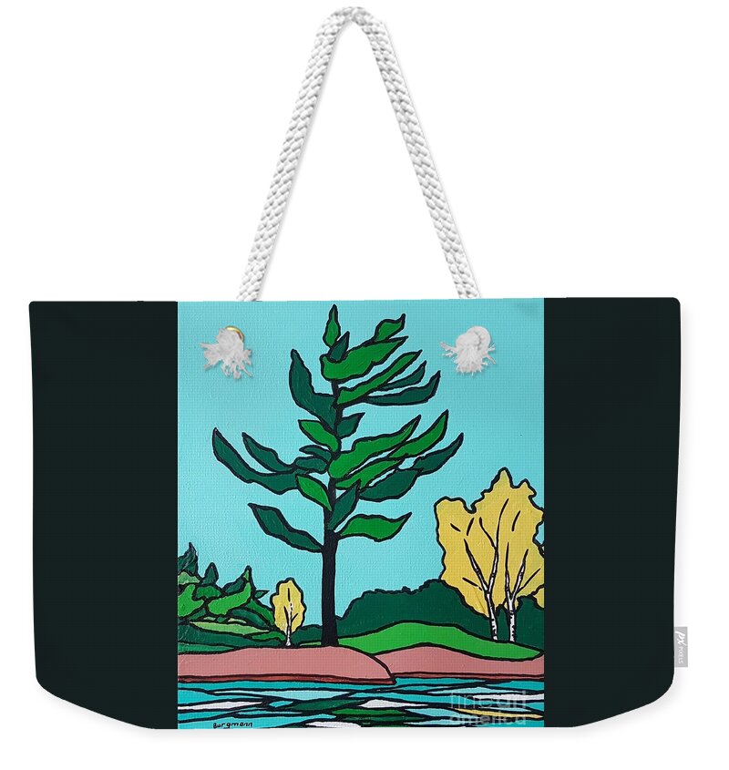 Landscape Weekender Tote Bag featuring the painting Green with Envy by Petra Burgmann